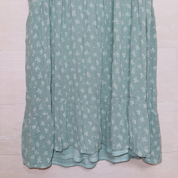 Gilli Blue Green Floral Print Cap Sleeve Mini Swing Dress size medium - Picture 5 of 7